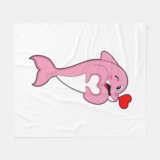 Couverture Polaire Dolphin Love Heart (Devant (Horizontal))