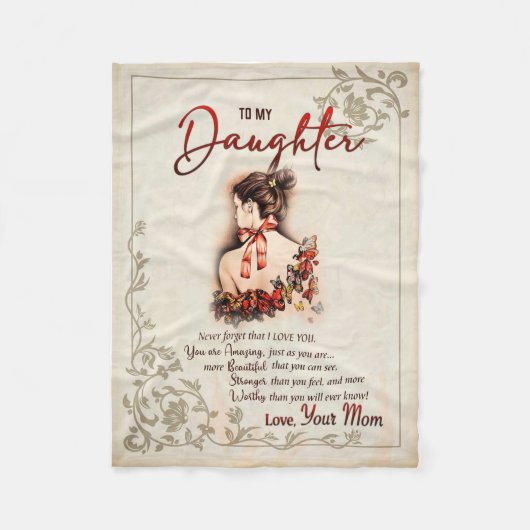 Couverture Polaire Don de fille | Lettre À Ma Fille De Maman (Devant)