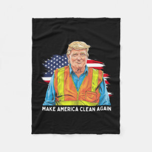 Couverture Polaire Donald Trump portant un gilet de poubelle Make Ame