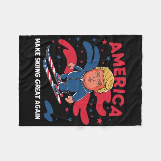 Couverture Polaire Donald Trump Skiing America - Faites du ski un gra (Devant (Horizontal))