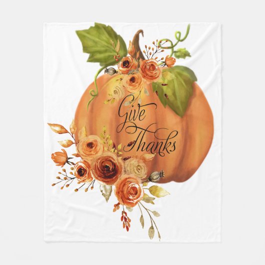 Couverture Polaire Donner Merci citrouille à fleurs Classic (Devant)