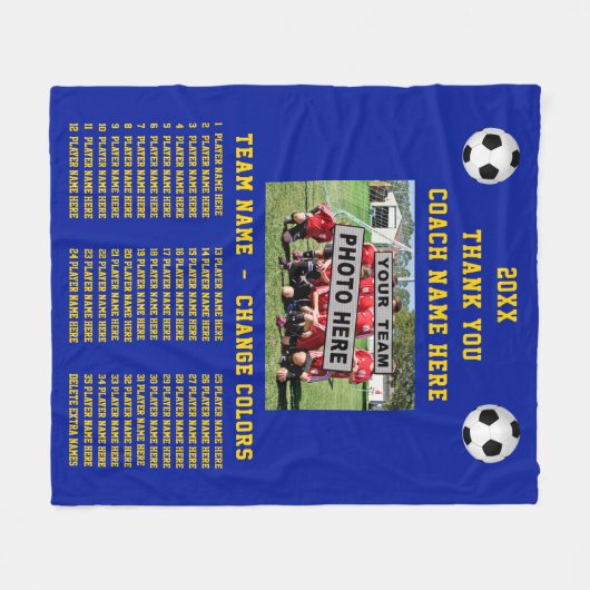 Couverture Polaire Dons de soccer pour les entraîneurs PHOTO de l'équ (Devant (Horizontal))