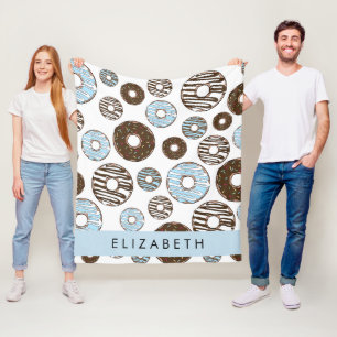 Couverture Polaire Donuts Bleus, Donuts Brown, Sprinkings, Votre Nom