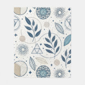 Couverture Polaire Doodle Botanique Bleu géométrique (Devant)