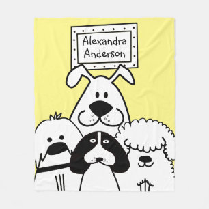 Couverture Polaire Doodle de chien mignon personnalisé