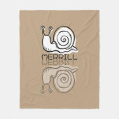 Couverture Polaire Doodle de réflexion de joli escargot brun Nom pers (Devant)
