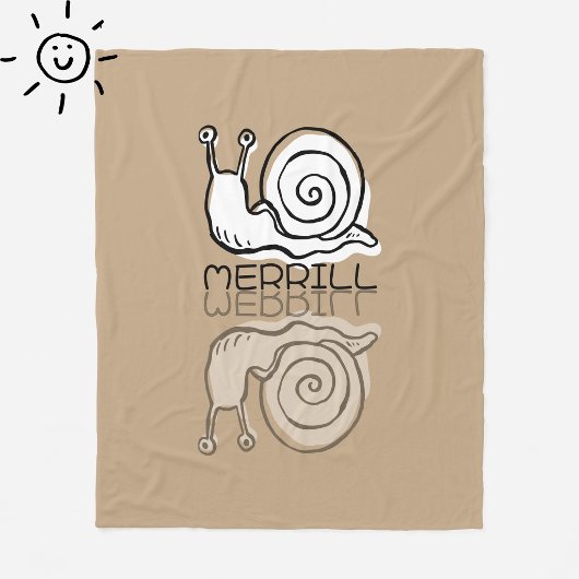 Couverture Polaire Doodle de réflexion de joli escargot brun Nom pers