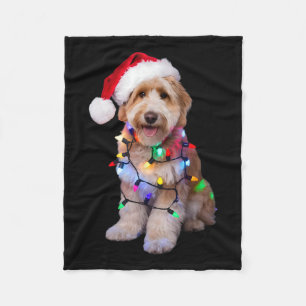 Couverture Polaire Doodle D'Or À Santa Hat Enveloppé À Noël