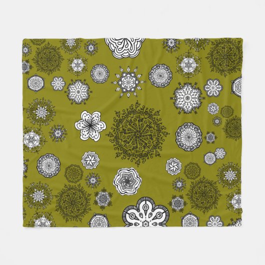 Couverture Polaire Doodle Mandelas sur rideau vert (Devant (Horizontal))