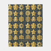 Couverture Polaire Doodle motif floral doré nom personnalisé (Devant)