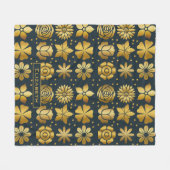 Couverture Polaire Doodle motif floral doré nom personnalisé (Devant (Horizontal))