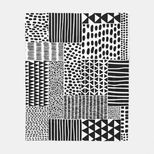 Couverture Polaire Doodle noir blanc : Ethnic Seamless (Devant)