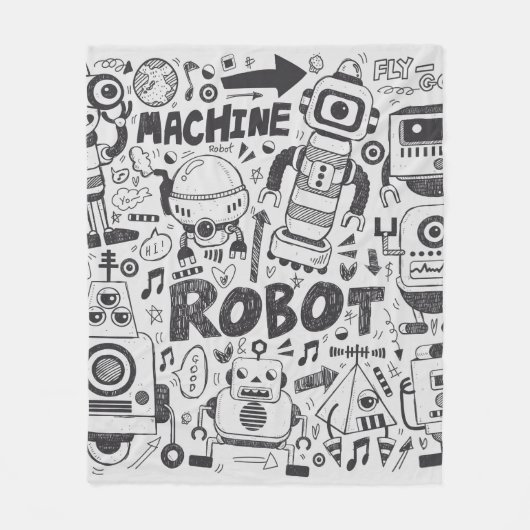 Couverture Polaire doodle robot élément, illustrateur ligne outils ti (Devant)