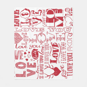 Couverture Polaire Doodles d'amour à la main, charmant motif.