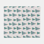 Couverture Polaire Doodles d'arbres mignons rose vert (Devant (Horizontal))