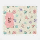 Couverture Polaire Doodles de coeur, points et lignes ondulées (Devant (Horizontal))