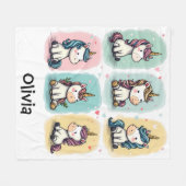 Couverture Polaire Doodles de licorne mignons (Devant (Horizontal))