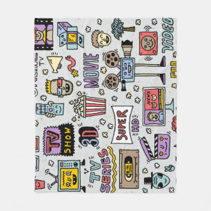 Couverture Polaire Doodles de série TV : Drôle ensemble Vintage.
