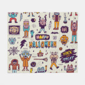 Couverture Polaire Doodles d'Halloween, bande dessinée délirante sans (Devant (Horizontal))