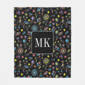 Couverture Polaire Doodles japonais Kawaii sur initiales de monogramm (Devant)