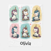 Couverture Polaire Doodles Unicorn mignons (Devant)