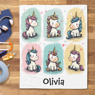 Couverture Polaire Doodles Unicorn mignons