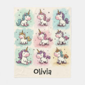 Couverture Polaire Doodles Unicorne Whimsical mignon (Devant)