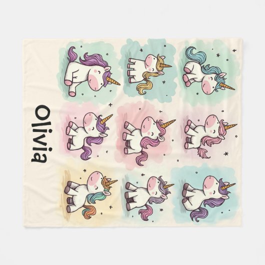Couverture Polaire Doodles Unicorne Whimsical mignon (Devant (Horizontal))