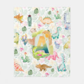 COUVERTURE POLAIRE DORKY DINOSAURS GARÇONS DÉCOR BABY NURSERY MONOGRA (Devant)
