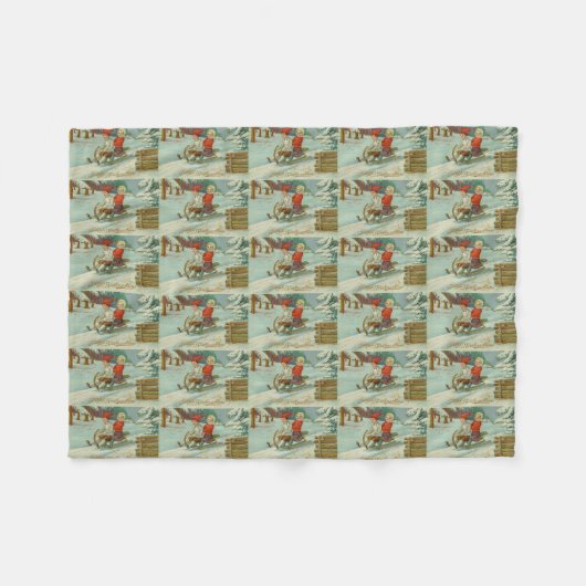 Couverture Polaire Dormir de Noël avec enfants (Devant (Horizontal))