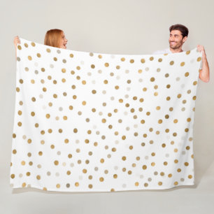 Couverture Polaire Dots d'or pour filles Confetti White Design