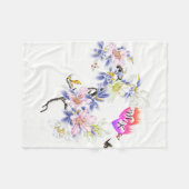 Couverture Polaire Double Coeurs flamboyants Monogrammes avec Fleurs (Devant (Horizontal))