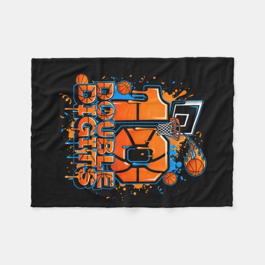 Couverture Polaire Double Digits Birthday 10 Year Old Boy Basketball (Devant (Horizontal))