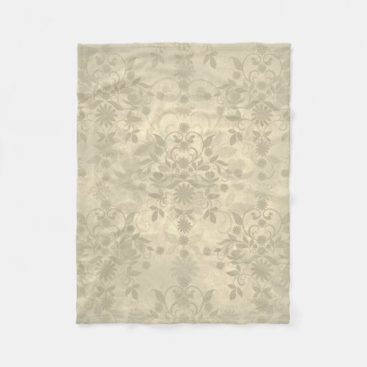 Couverture Polaire Double Floral Damas Neutre Crème Chaude Tan (Devant)