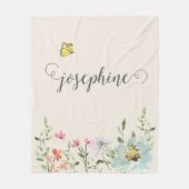 Couverture Polaire Douce aquarelle Floral Butterfly Girl Custom (Devant)