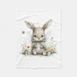 Couverture Polaire Douce illustration de lapin fée à l'aquarelle