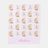 Couverture Polaire Douce Lune Bébé Pingouin Rose (Devant)
