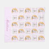Couverture Polaire Douce Lune Bébé Pingouin Rose (Devant (Horizontal))