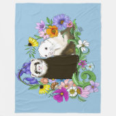 Couverture Polaire Douce Paire de Furets Floraux Bleus Fantaisistes (Devant)