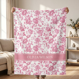Couverture Polaire Douche de Mariée Fleur rose personnalisée pour l