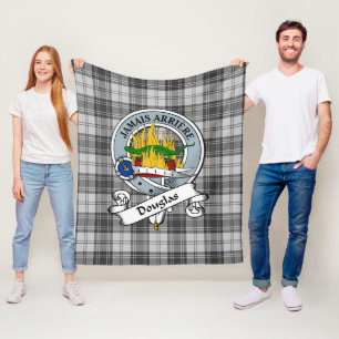 Couverture Polaire Douglas Grey Clan moderne Badge Tartan Plaid