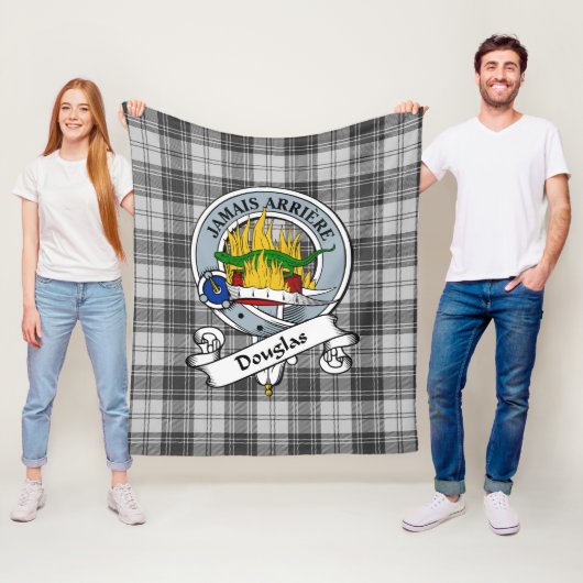 Couverture Polaire Douglas Grey Clan moderne Badge Tartan Plaid (En situation)