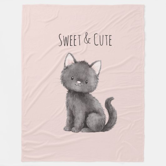 Couverture Polaire Doux Chat Gris Mignon (Devant)