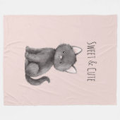 Couverture Polaire Doux Chat Gris Mignon (Devant (Horizontal))
