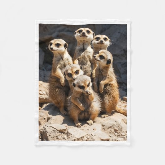 Couverture Polaire Doux Famille de Suricates Faune Écharpe Bébé Fleec (Devant)