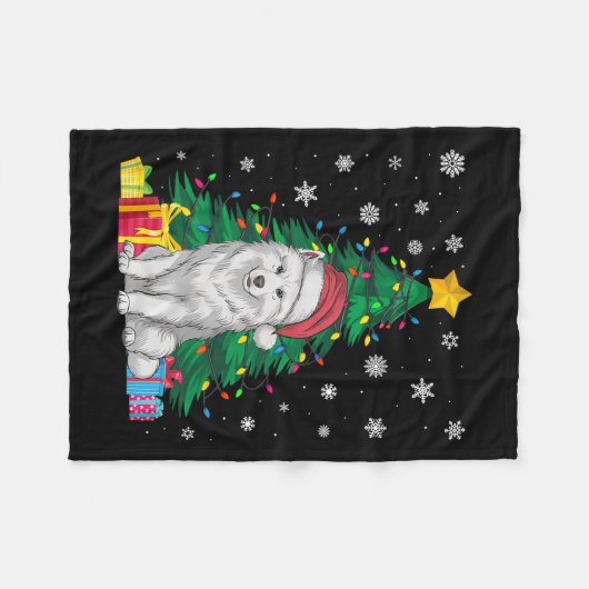 Couverture Polaire Doux moche sapin de Noël lumières Samoyg Chien San (Devant (Horizontal))