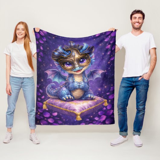Couverture Polaire Doux plaid en molleton Dragon de masquerade mignon (En situation)