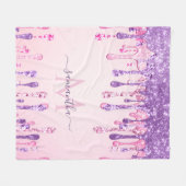 Couverture Polaire Doux rose violet Parties scintillant goutte Monogr (Devant (Horizontal))