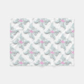 Couverture Polaire Dove rose avec Fleurs et Fronds en argent (Devant (Horizontal))