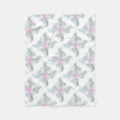Couverture Polaire Dove rose avec Fleurs et Fronds en argent (Devant)